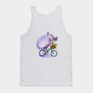 hippo on bicycle with icecream Tank Top